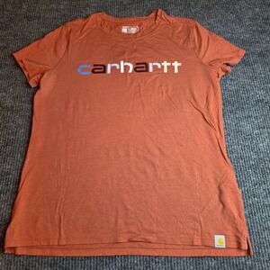 Carhartt Womens Relaxed Fit Graphic T-Shirt Burnt Orange Rust Large 12-14